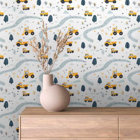 On the Road – Peel & Stick Kids’ Car Wallpaper
