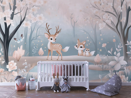 Little Safari Friends – Peel & Stick Jungle Mural for Baby & Kids' Room