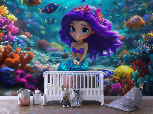 Ocean Princess – Peel & Stick Mural with Cute Mermaids & Sea Life